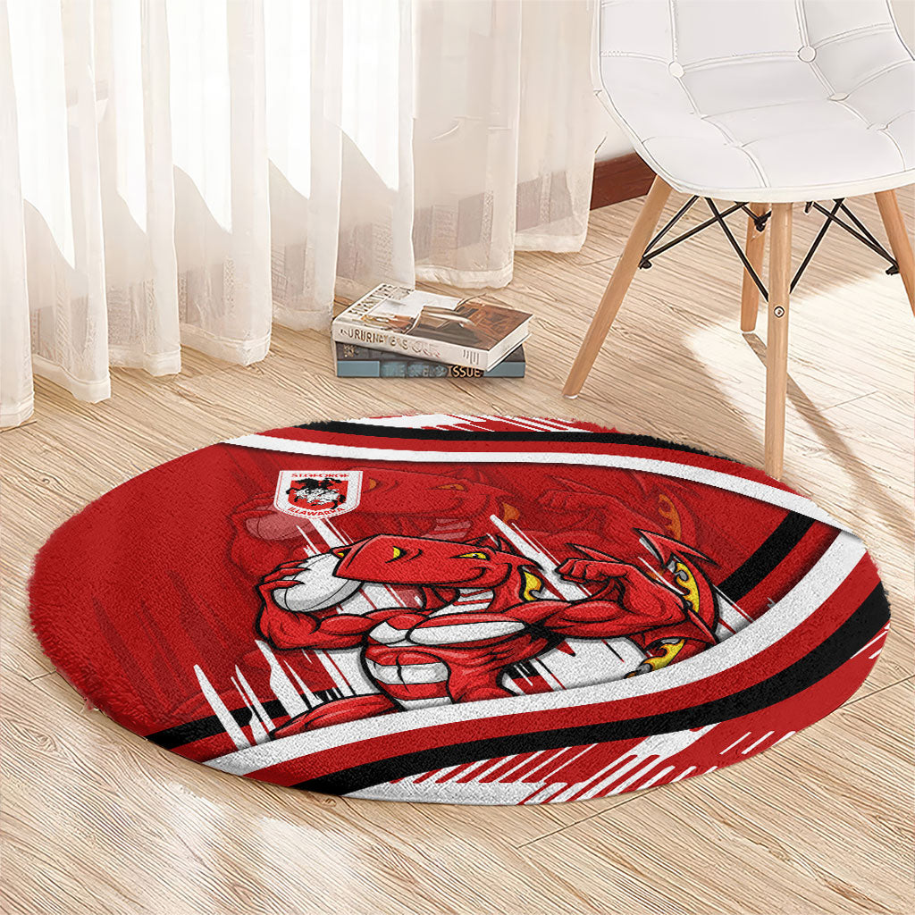 Dragons Rugby Mascot Round Carpet Fierce Athlete Graphic in Sports Style