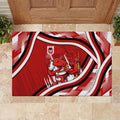 Dragons Rugby Mascot Rubber Doormat Fierce Athlete Graphic in Sports Style