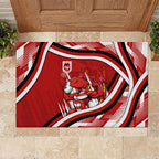 Dragons Rugby Mascot Rubber Doormat Fierce Athlete Graphic in Sports Style