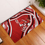 Dragons Rugby Mascot Rubber Doormat Fierce Athlete Graphic in Sports Style