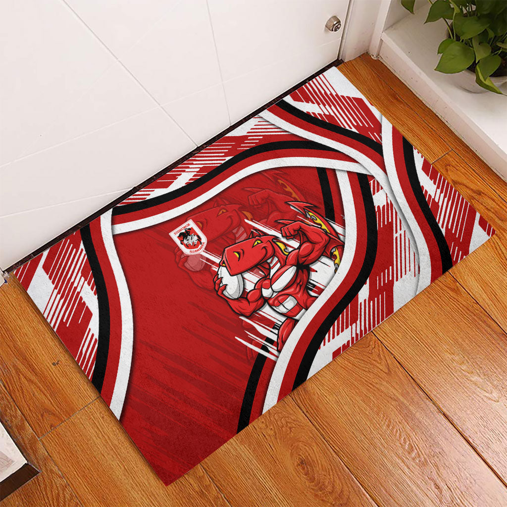 Dragons Rugby Mascot Rubber Doormat Fierce Athlete Graphic in Sports Style