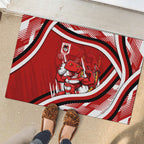 Dragons Rugby Mascot Rubber Doormat Fierce Athlete Graphic in Sports Style