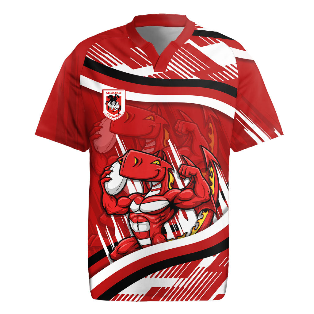 Dragons Rugby Mascot Rugby Jersey Fierce Athlete Graphic in Sports Style