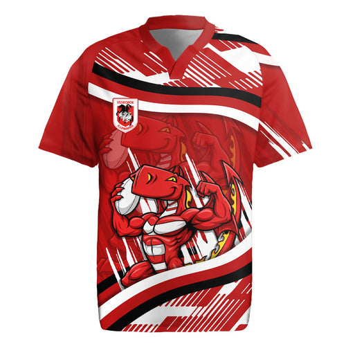 Dragons Rugby Mascot Rugby Jersey Fierce Athlete Graphic in Sports Style
