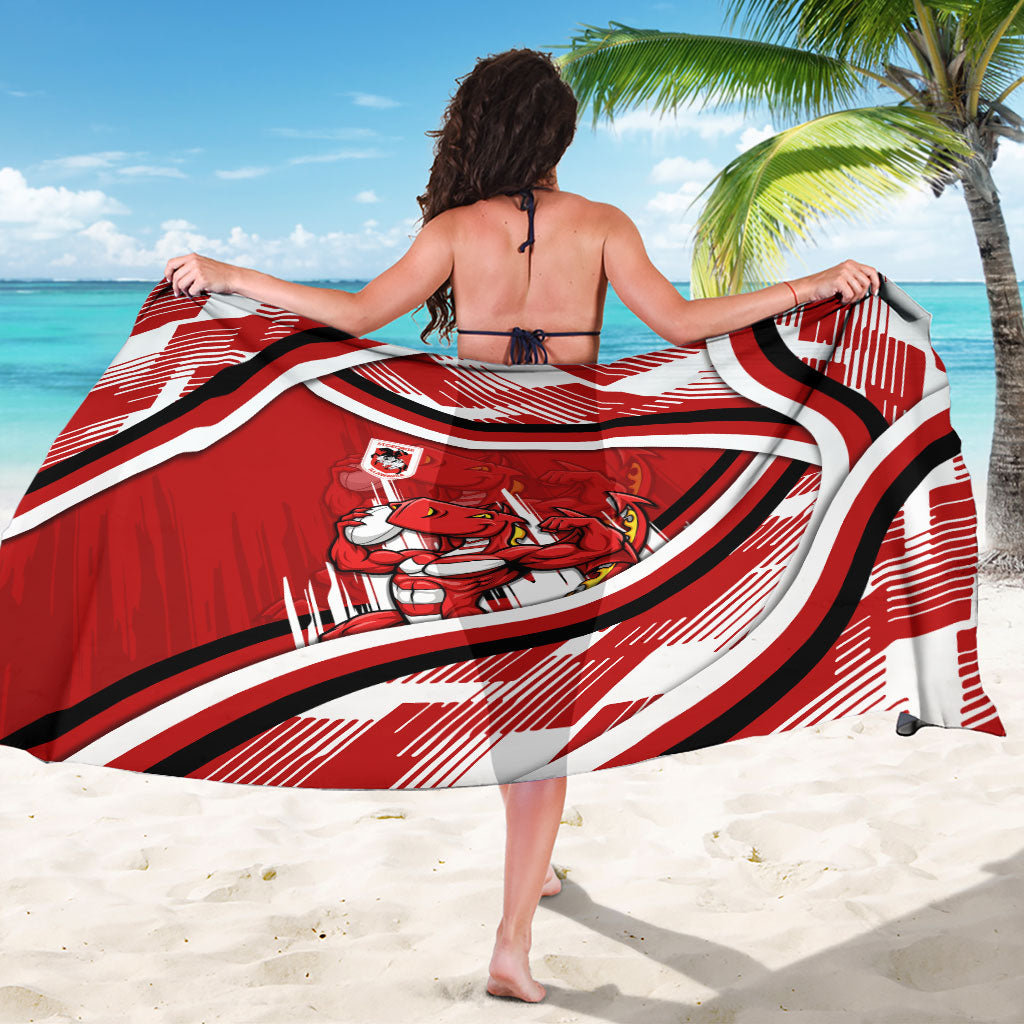 Dragons Rugby Mascot Sarong Fierce Athlete Graphic in Sports Style