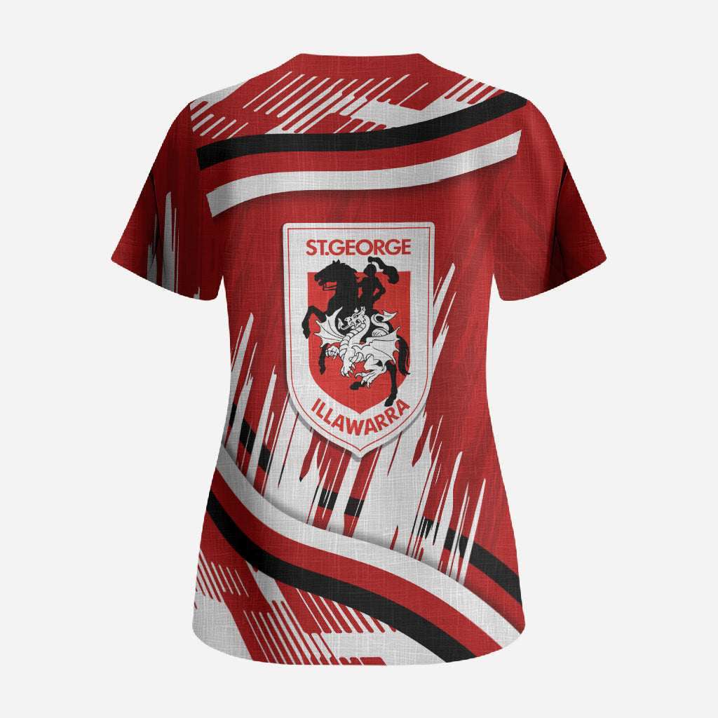 Dragons Rugby Mascot Scrub Top Fierce Athlete Graphic in Sports Style