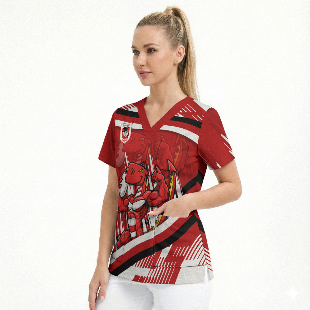 Dragons Rugby Mascot Scrub Top Fierce Athlete Graphic in Sports Style