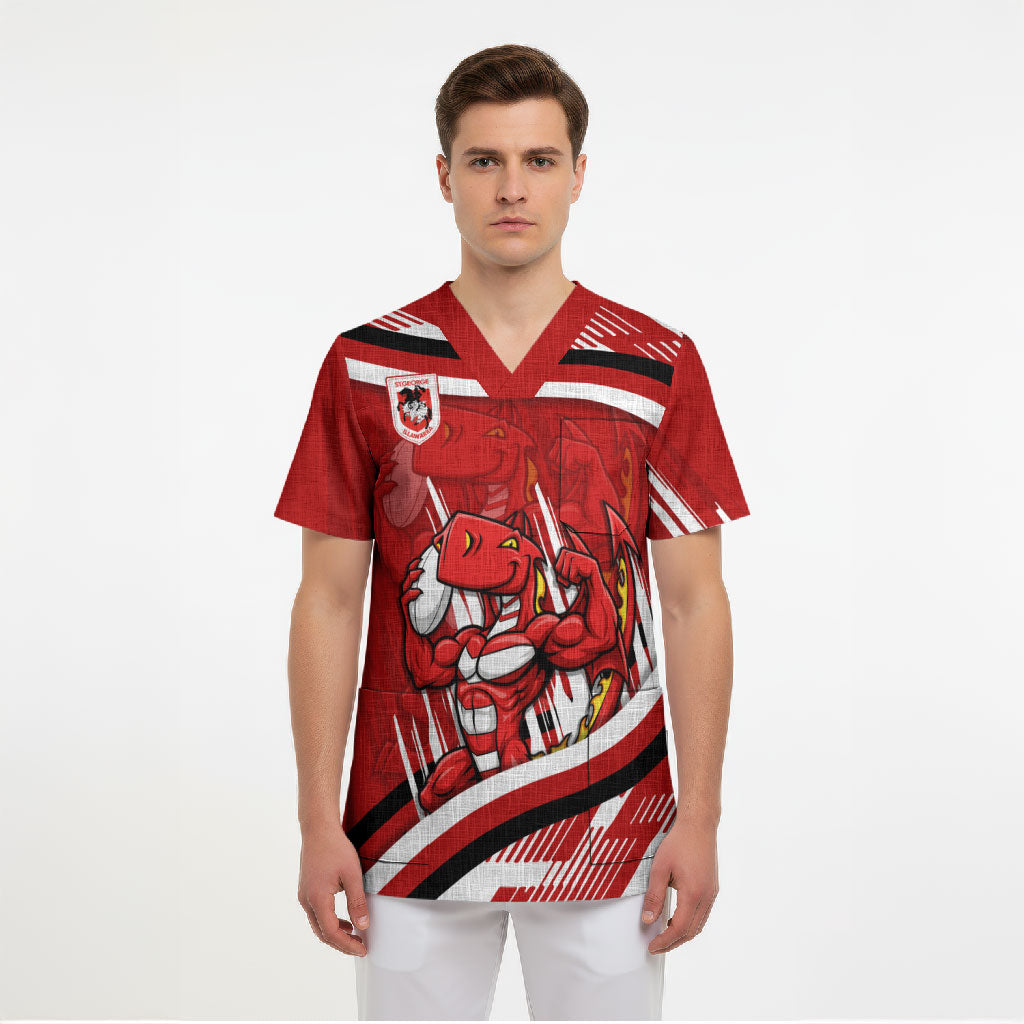 Dragons Rugby Mascot Scrub Top Fierce Athlete Graphic in Sports Style