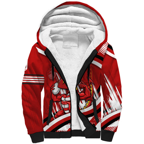 Dragons Rugby Mascot Sherpa Hoodie Fierce Athlete Graphic in Sports Style