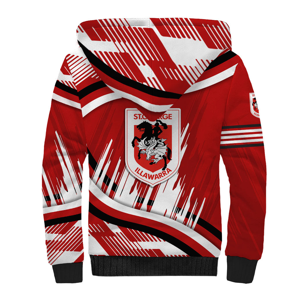 Dragons Rugby Mascot Sherpa Hoodie Fierce Athlete Graphic in Sports Style