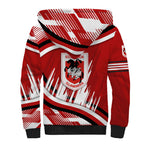 Dragons Rugby Mascot Sherpa Hoodie Fierce Athlete Graphic in Sports Style