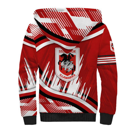 Dragons Rugby Mascot Sherpa Hoodie Fierce Athlete Graphic in Sports Style