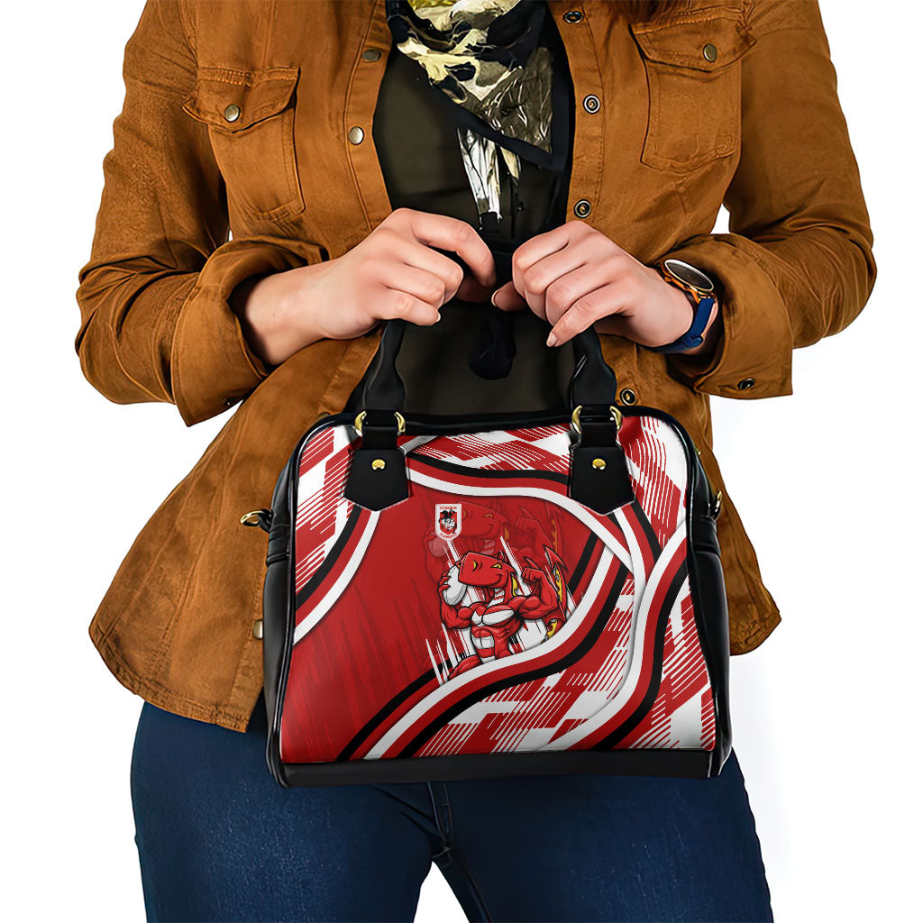 Dragons Rugby Mascot Shoulder Handbag Fierce Athlete Graphic in Sports Style