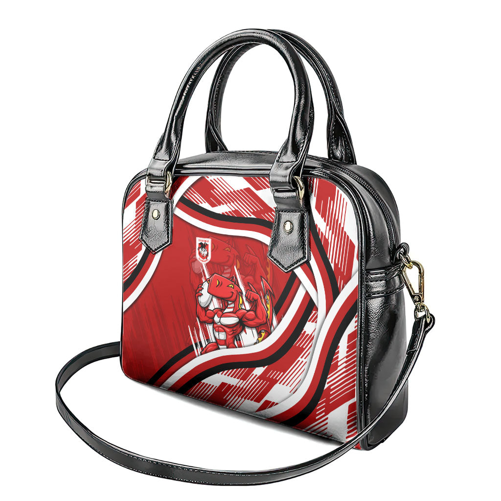 Dragons Rugby Mascot Shoulder Handbag Fierce Athlete Graphic in Sports Style