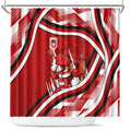 Dragons Rugby Mascot Shower Curtain Fierce Athlete Graphic in Sports Style