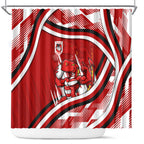 Dragons Rugby Mascot Shower Curtain Fierce Athlete Graphic in Sports Style