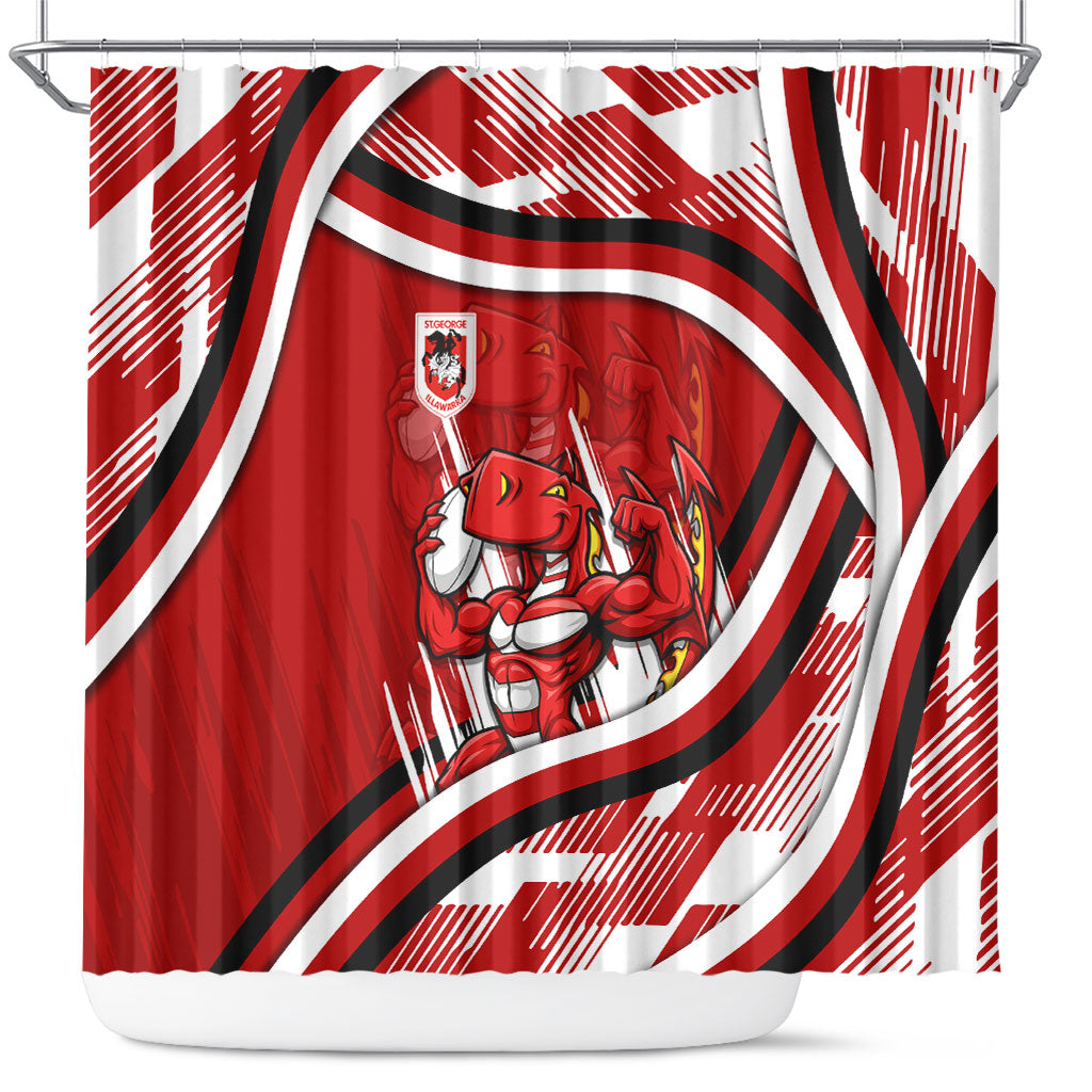 Dragons Rugby Mascot Shower Curtain Fierce Athlete Graphic in Sports Style