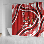 Dragons Rugby Mascot Shower Curtain Fierce Athlete Graphic in Sports Style