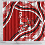 Dragons Rugby Mascot Shower Curtain Fierce Athlete Graphic in Sports Style