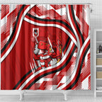 Dragons Rugby Mascot Shower Curtain Fierce Athlete Graphic in Sports Style