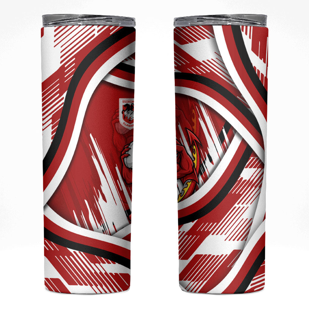 Dragons Rugby Mascot Skinny Tumbler Fierce Athlete Graphic in Sports Style