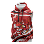 Dragons Rugby Mascot Sleeveless Hoodie Fierce Athlete Graphic in Sports Style