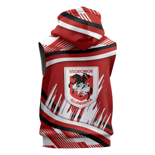 Dragons Rugby Mascot Sleeveless Hoodie Fierce Athlete Graphic in Sports Style