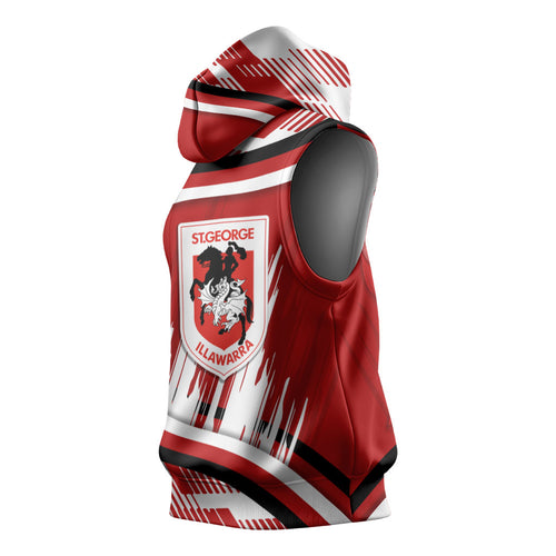 Dragons Rugby Mascot Sleeveless Hoodie Fierce Athlete Graphic in Sports Style