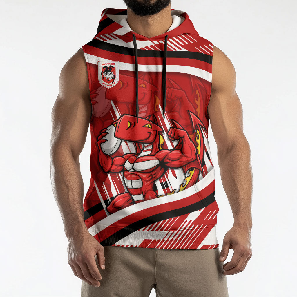 Dragons Rugby Mascot Sleeveless Hoodie Fierce Athlete Graphic in Sports Style