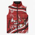 Dragons Rugby Mascot Sleeveless Puffer Jacket Fierce Athlete Graphic in Sports Style