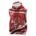 Dragons Rugby Mascot Sleeveless Zip Hoodie Fierce Athlete Graphic in Sports Style