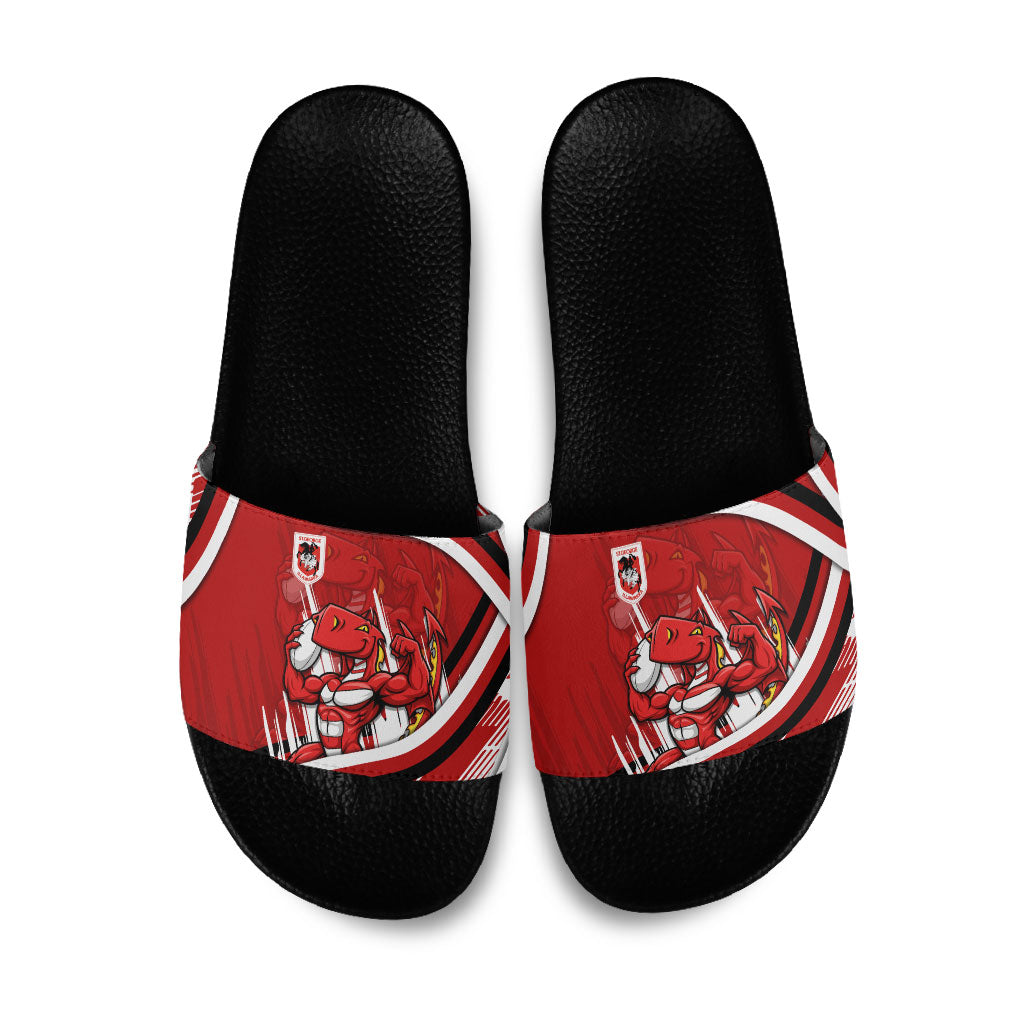 Dragons Rugby Mascot Slide Sandals Fierce Athlete Graphic in Sports Style