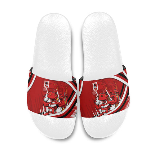 Dragons Rugby Mascot Slide Sandals Fierce Athlete Graphic in Sports Style