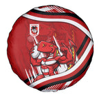 Dragons Rugby Mascot Spare Tire Cover Fierce Athlete Graphic in Sports Style