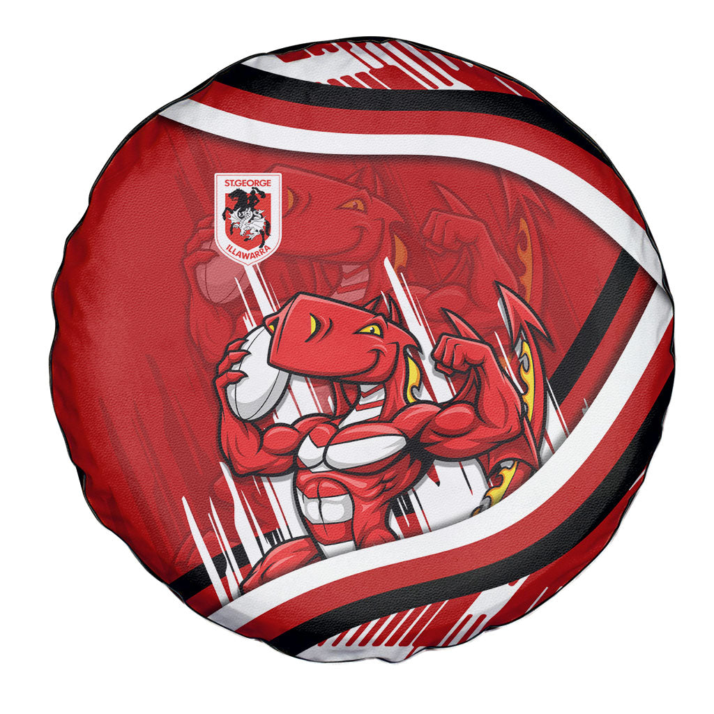 Dragons Rugby Mascot Spare Tire Cover Fierce Athlete Graphic in Sports Style