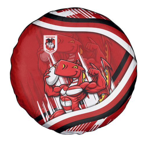 Dragons Rugby Mascot Spare Tire Cover Fierce Athlete Graphic in Sports Style