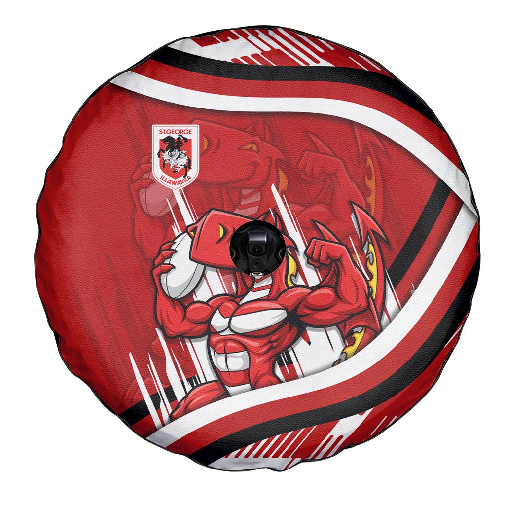 Dragons Rugby Mascot Spare Tire Cover Fierce Athlete Graphic in Sports Style