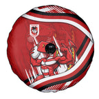 Dragons Rugby Mascot Spare Tire Cover Fierce Athlete Graphic in Sports Style