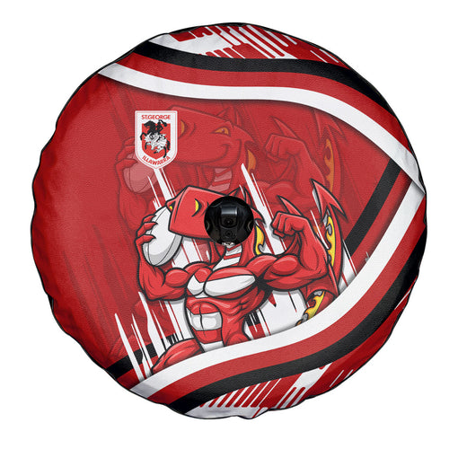 Dragons Rugby Mascot Spare Tire Cover Fierce Athlete Graphic in Sports Style
