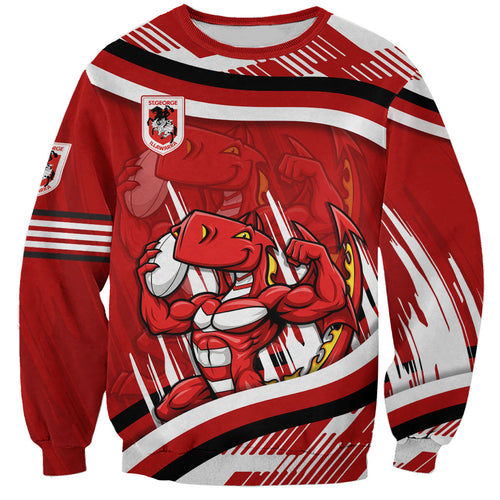 Dragons Rugby Mascot Sweatshirt Fierce Athlete Graphic in Sports Style