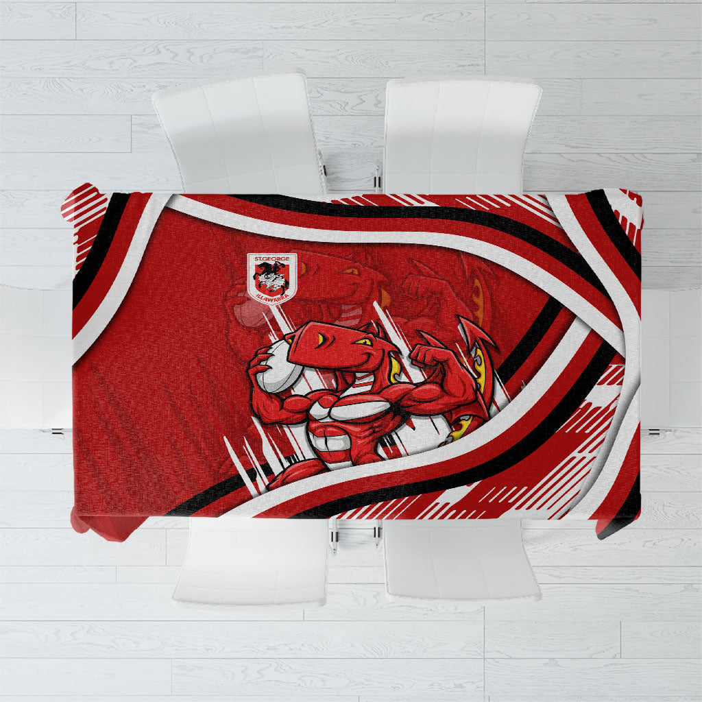 Dragons Rugby Mascot Tablecloth Fierce Athlete Graphic in Sports Style