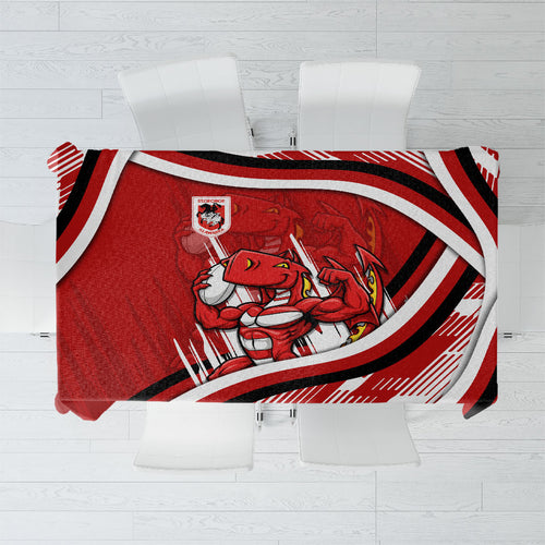 Dragons Rugby Mascot Tablecloth Fierce Athlete Graphic in Sports Style