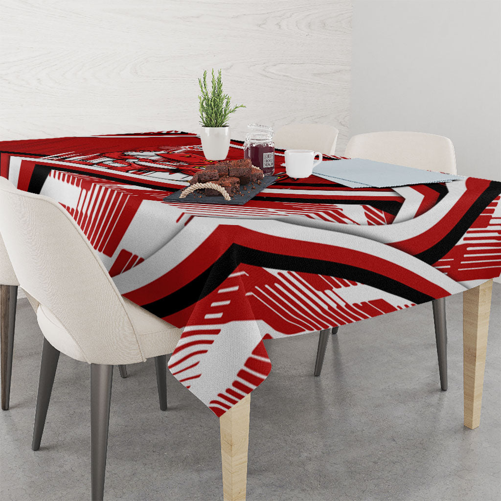 Dragons Rugby Mascot Tablecloth Fierce Athlete Graphic in Sports Style