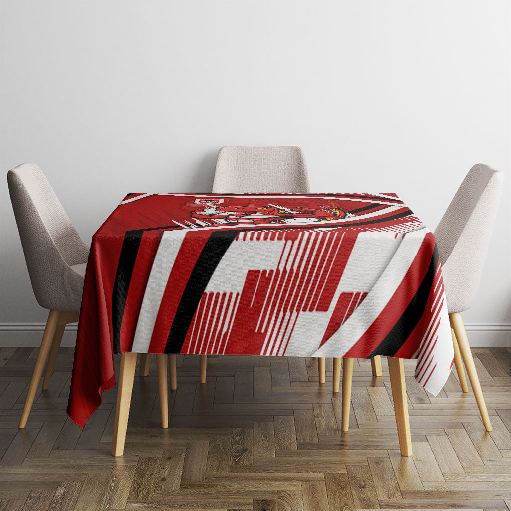 Dragons Rugby Mascot Tablecloth Fierce Athlete Graphic in Sports Style