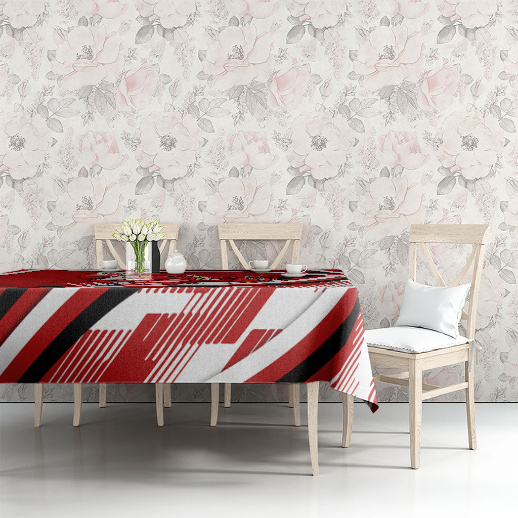Dragons Rugby Mascot Tablecloth Fierce Athlete Graphic in Sports Style