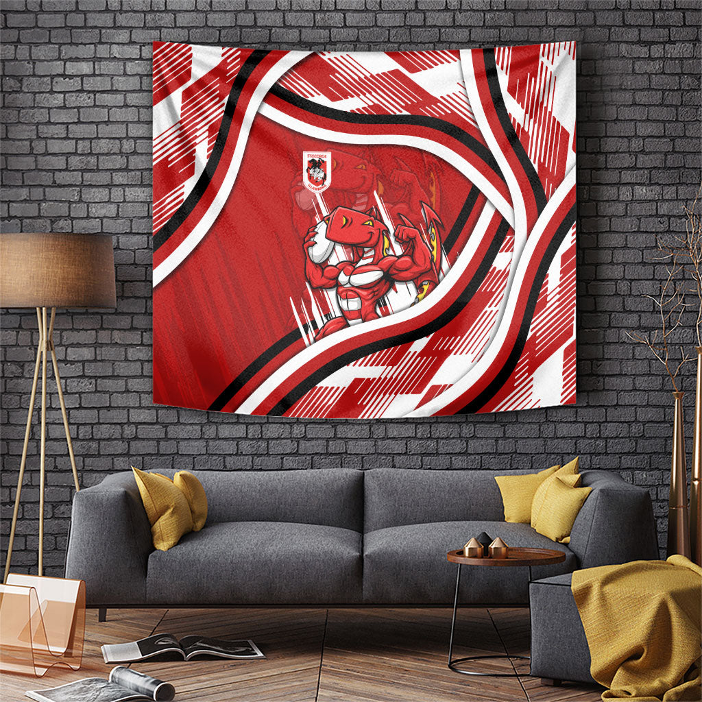 Dragons Rugby Mascot Tapestry Fierce Athlete Graphic in Sports Style