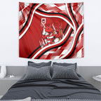 Dragons Rugby Mascot Tapestry Fierce Athlete Graphic in Sports Style