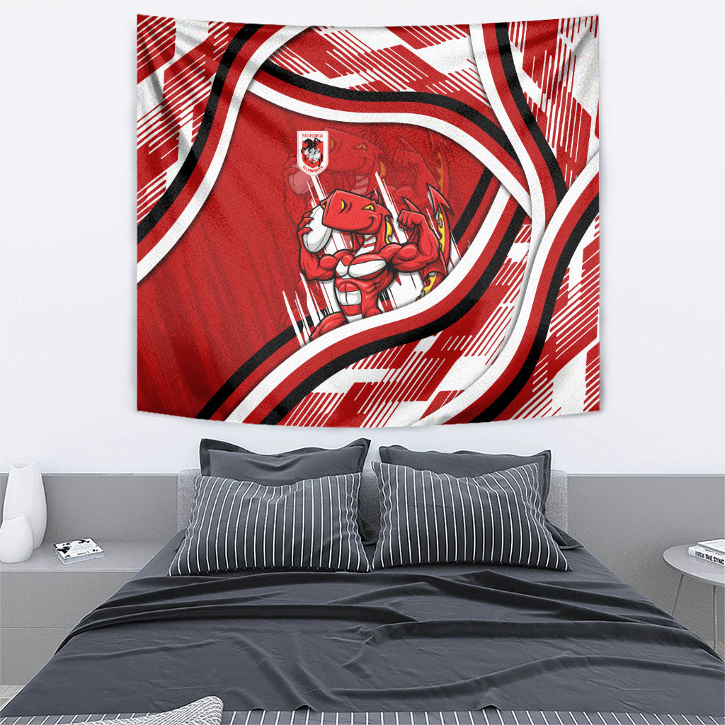 Dragons Rugby Mascot Tapestry Fierce Athlete Graphic in Sports Style