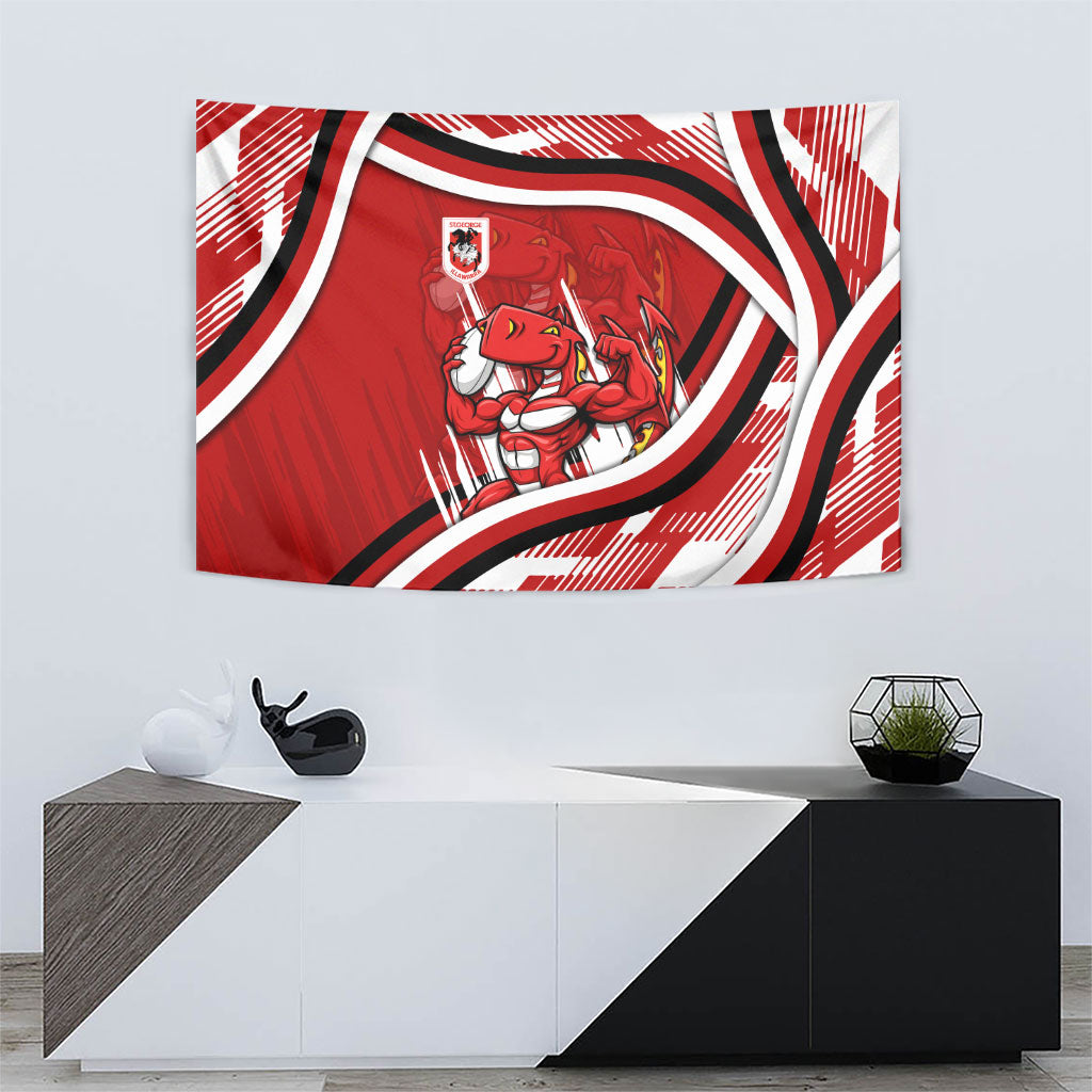 Dragons Rugby Mascot Tapestry Fierce Athlete Graphic in Sports Style