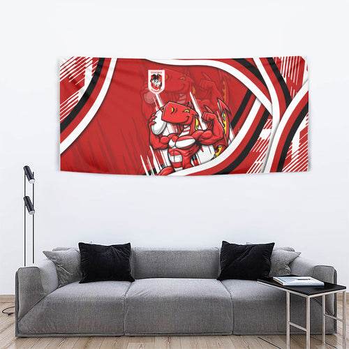Dragons Rugby Mascot Tapestry Fierce Athlete Graphic in Sports Style